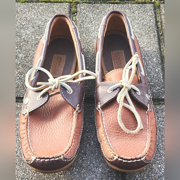 Sperry Top-Sider Rust Brown/Chocolate Brown Leather Boat Shoes/Moccasins - Picture 1 of 11